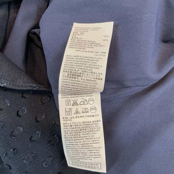 Banana Republic Dress Womens 2 Navy Blue 3/4 Sleeve Tucks Ruffles Sheer Lined - Picture 12 of 12